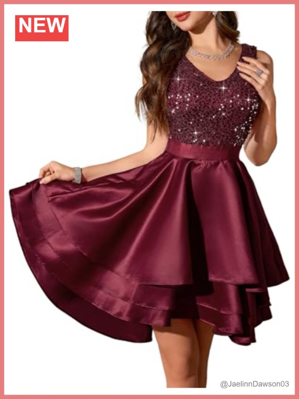 Women Short High Low Sequin Satin A-Line Cocktail Homecoming Dress